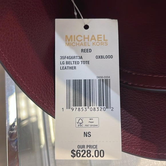 MICHAEL KORS
Reed Large Leather Belted Satchel Shoulder Tote Handbag 
Oxblood - Picture 2 of 16